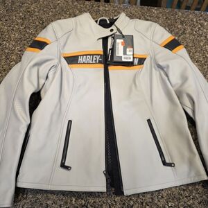 Harley-Davidson Gray Jacket with Orange Accents